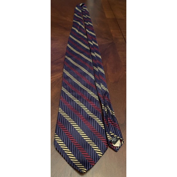 Studio Fumagalli’s Red Blue Gold 100% Imported Silk Men’s Neck Tie Made In Usa - Picture 4 of 10